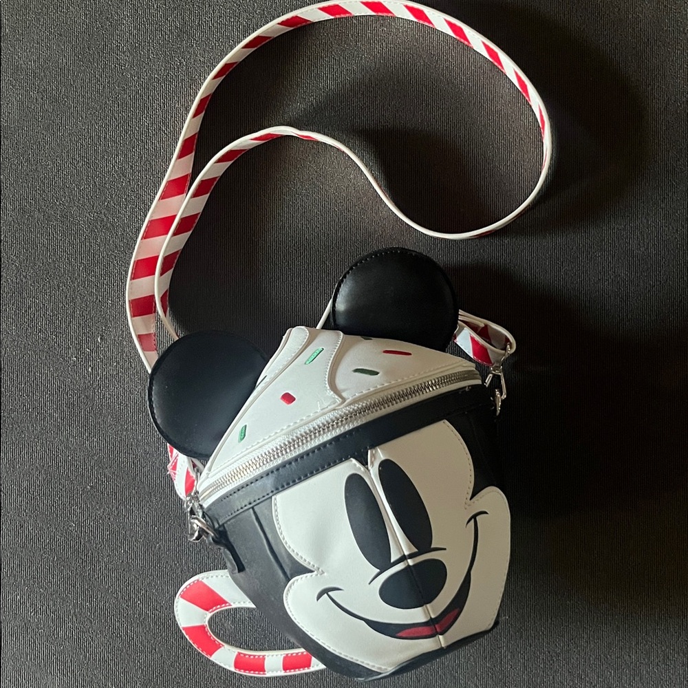 Loungefly Disney Mickey Mouse Hot Cocoa Mug Face Holiday Crossbody Bag